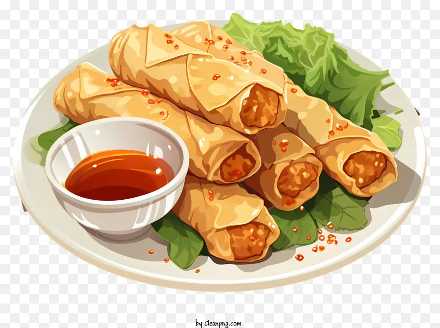 doodle style spring rolls rolls meat and cheese rolls breaded rolls plate of rolls