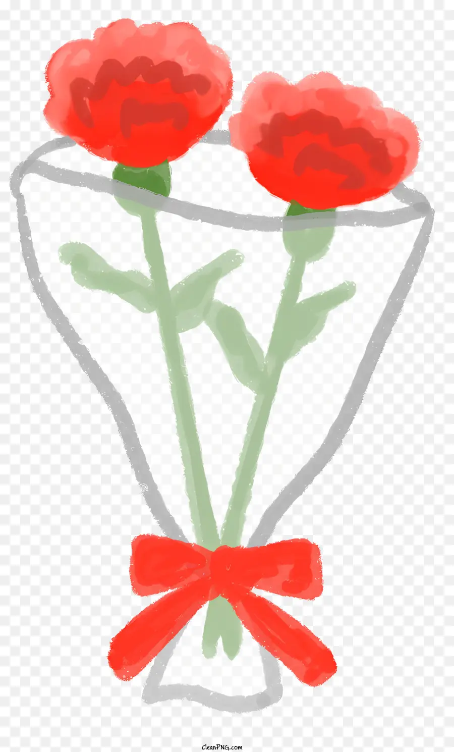 màu đỏ băng - Bó hoa cẩm chướng màu đỏ với bình thủy tinh và ruy băng