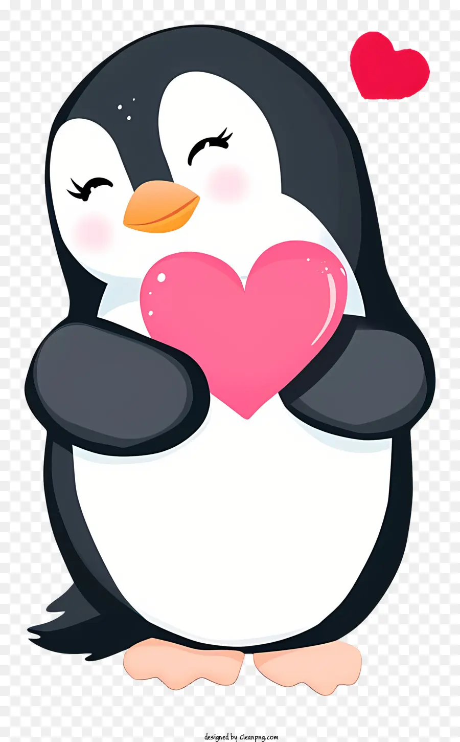 Il Giorno di san valentino - Penguin cartone animato carino che tiene il cuore esprime amore