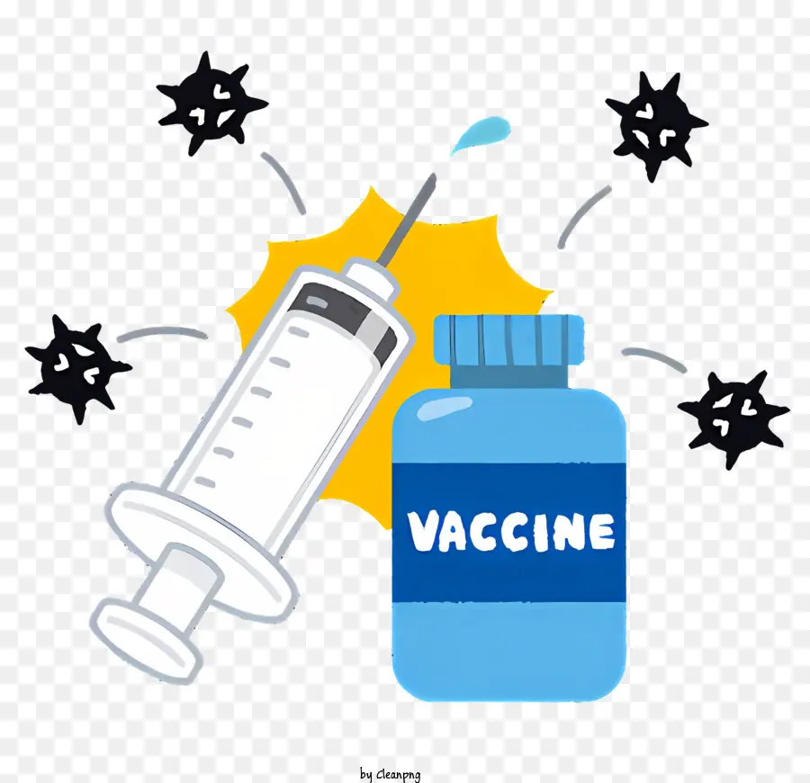 ICON -Impfstoffverabreichung Spritze Nadelfläschchen des Impfstoffs - Impfstofffläschchen mit Spritze in den Arm injiziert