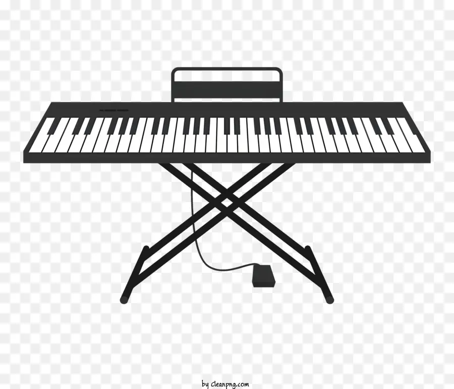 Music Electronic Keyboard Stand Pedal in bianco e nero Immagine - Tastiera elettronica in bianco e nero con supporto e pedale