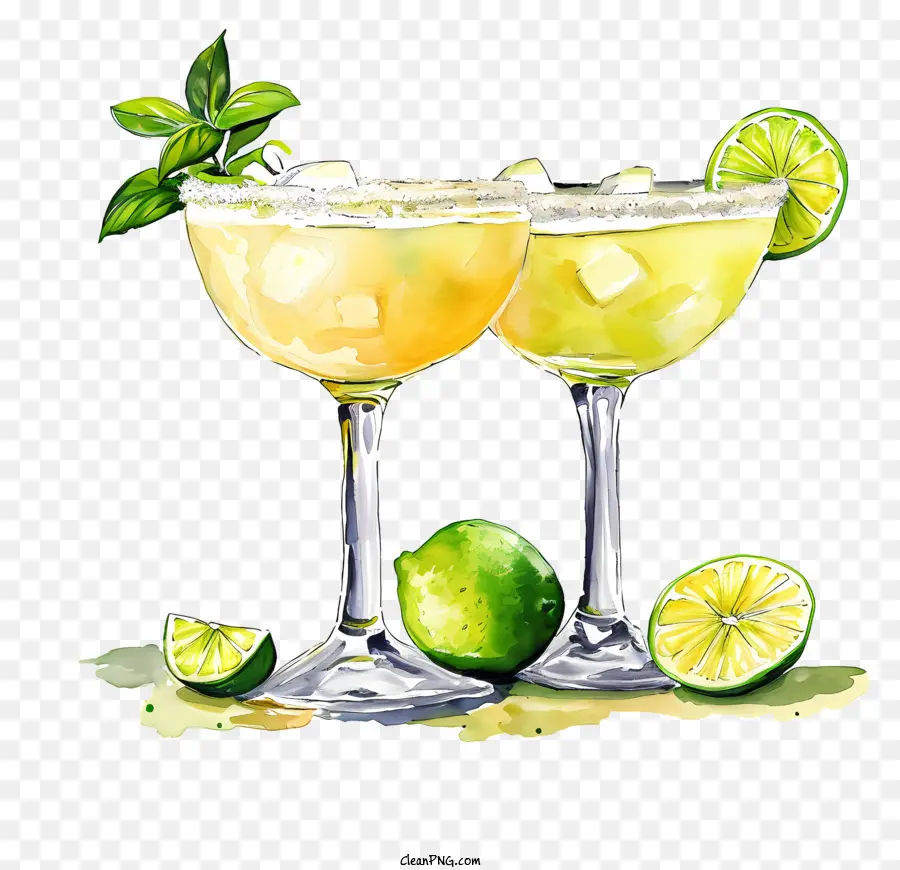 margarita day margaritas lime wedges frothy texture mint leaves