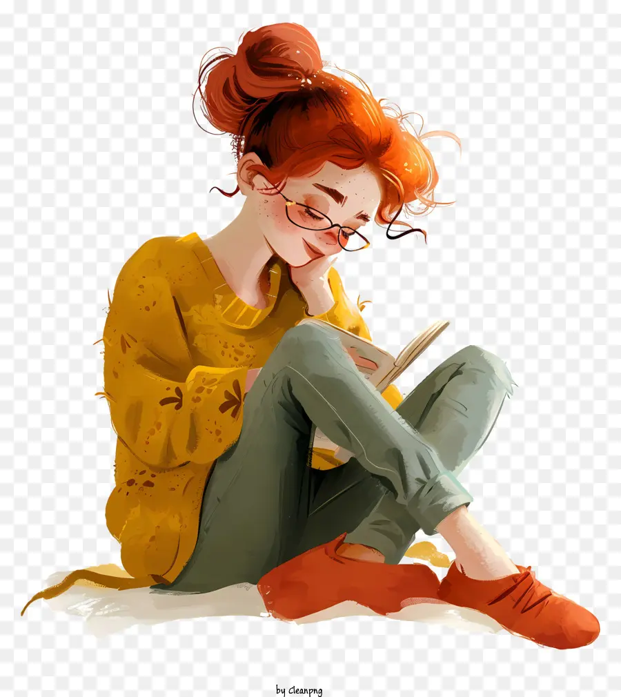bicchieri - Donna che legge il libro con occhi chiusi, stile dei cartoni animati