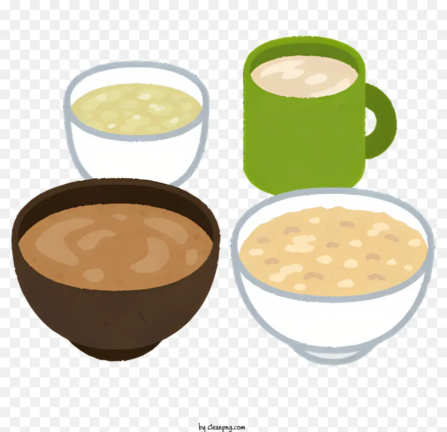 icon oatmeal bowls of oatmeal green mug different colored oatmeal