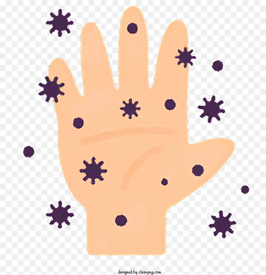 Icon Handblasen lila Blasen Beige Hand gesunde Hand - Nahaufnahme einer gesunden Hand, umgeben von lila Blasen umgeben