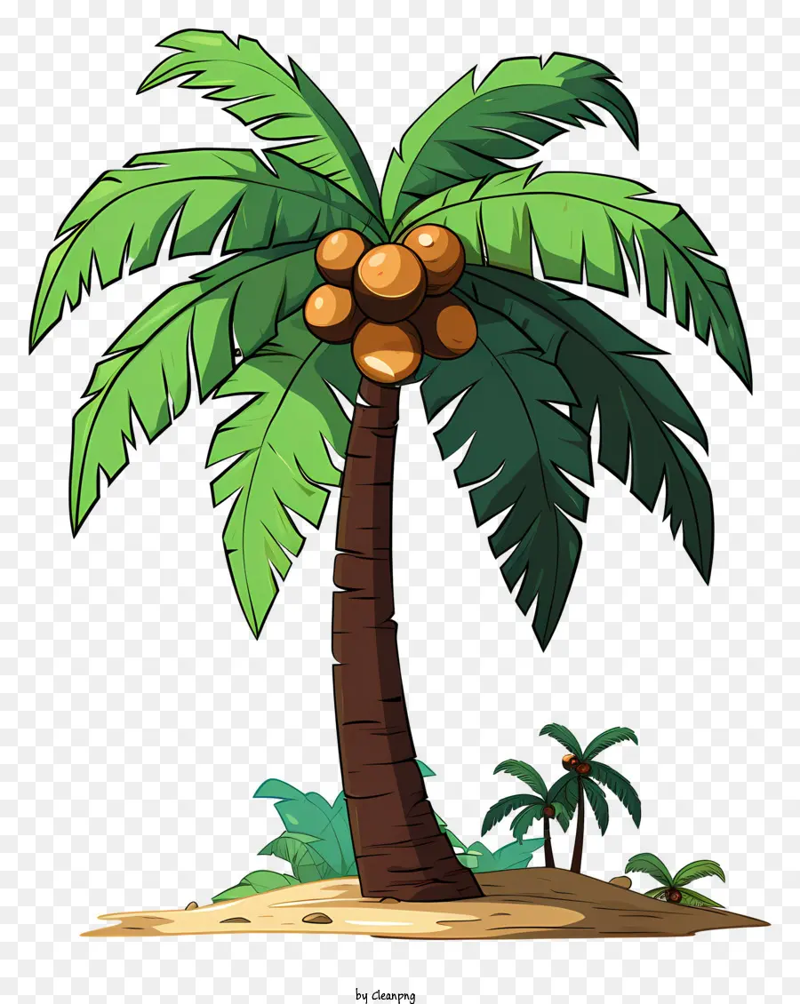 Palme - Palme am Sandstrand mit Kokosnüssen
