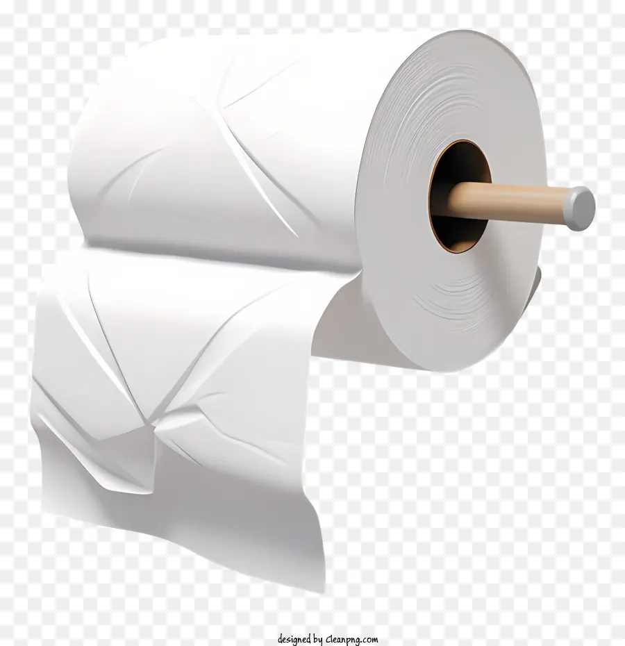 sfondo bianco - Carta igienica bianca rotolare saldamente avvolto sull'asta