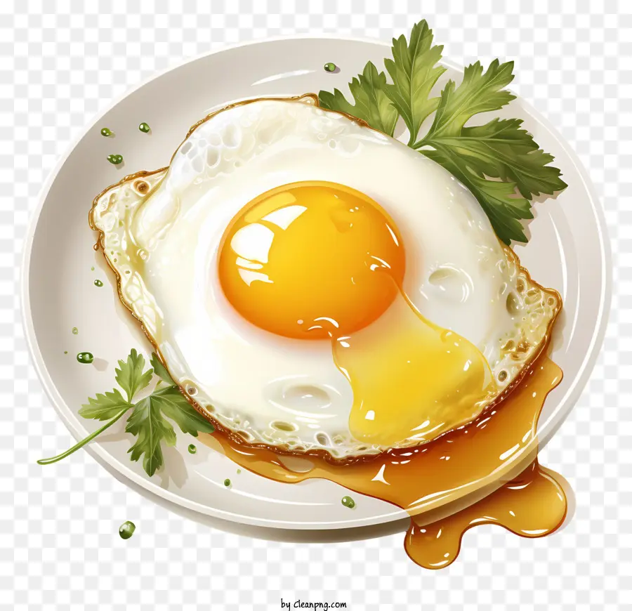 Aquarellpochierte Ei gebratenes Eiweiß -Teller -Toast fließend flüssiges Eigelb - Brathgei mit flüssigem Eigelb mit Toast serviert