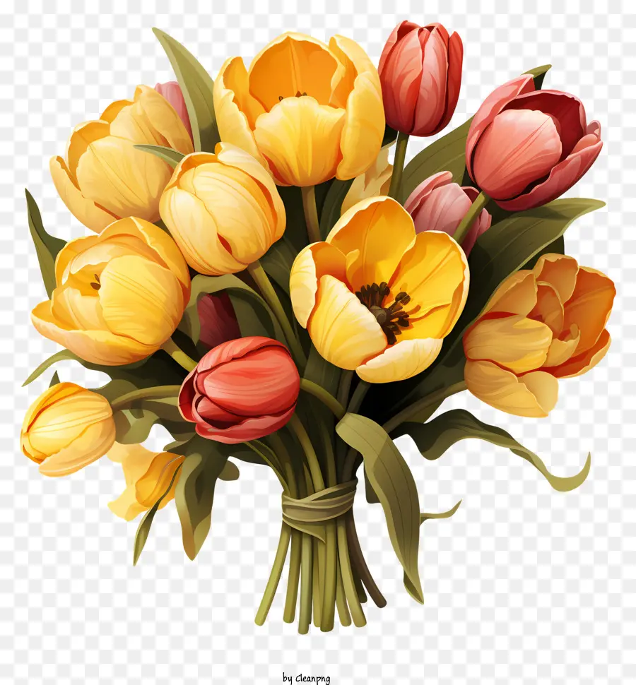 hand drawn tulips bouquet bouquet of tulips colorful tulips yellow tulips orange tulips