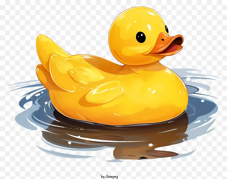 Schizzo in gomma in gomma anatra anatra giallo galleggiante fluttuante - Piccola anatra di gomma gialla che sorride in acqua