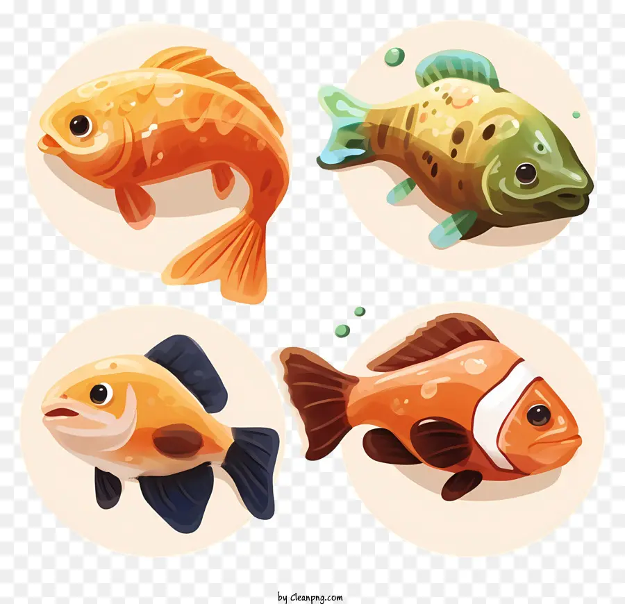 Fisch Dishemoji Fisch Goldfisch Bunte Fisch Friedlicher Fisch - Verschiedene Fische verschiedener Farben und Formen
