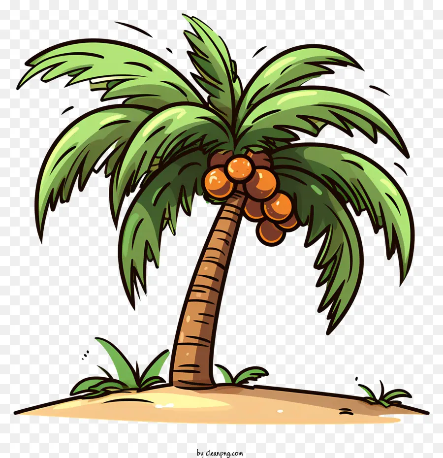 Cartoonpalme - Lebendiges Cartoonbild von Palme auf der Insel