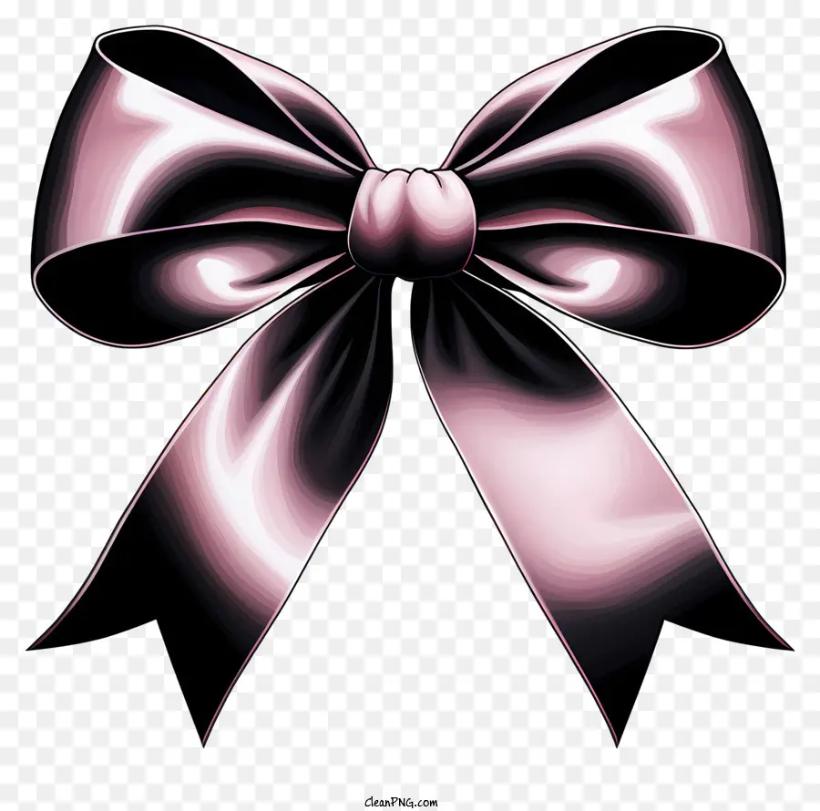 Farbband, schwarz - Schwarzes Band mit glänzender rosa Fliege