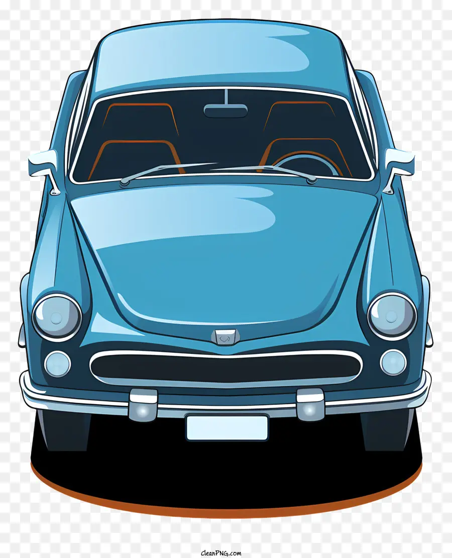 Handgezogener Cartoon Car Blue Vintage Auto 1960er Auto Vintage Aussehen klassische Scheinwerfer - Blaues Vintage -Auto mit elegantem Design und Vintage -Aussehen
