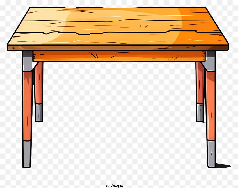 Holztisch - Einfacher Holztisch mit grauer Oberfläche und schwarzen Beinen