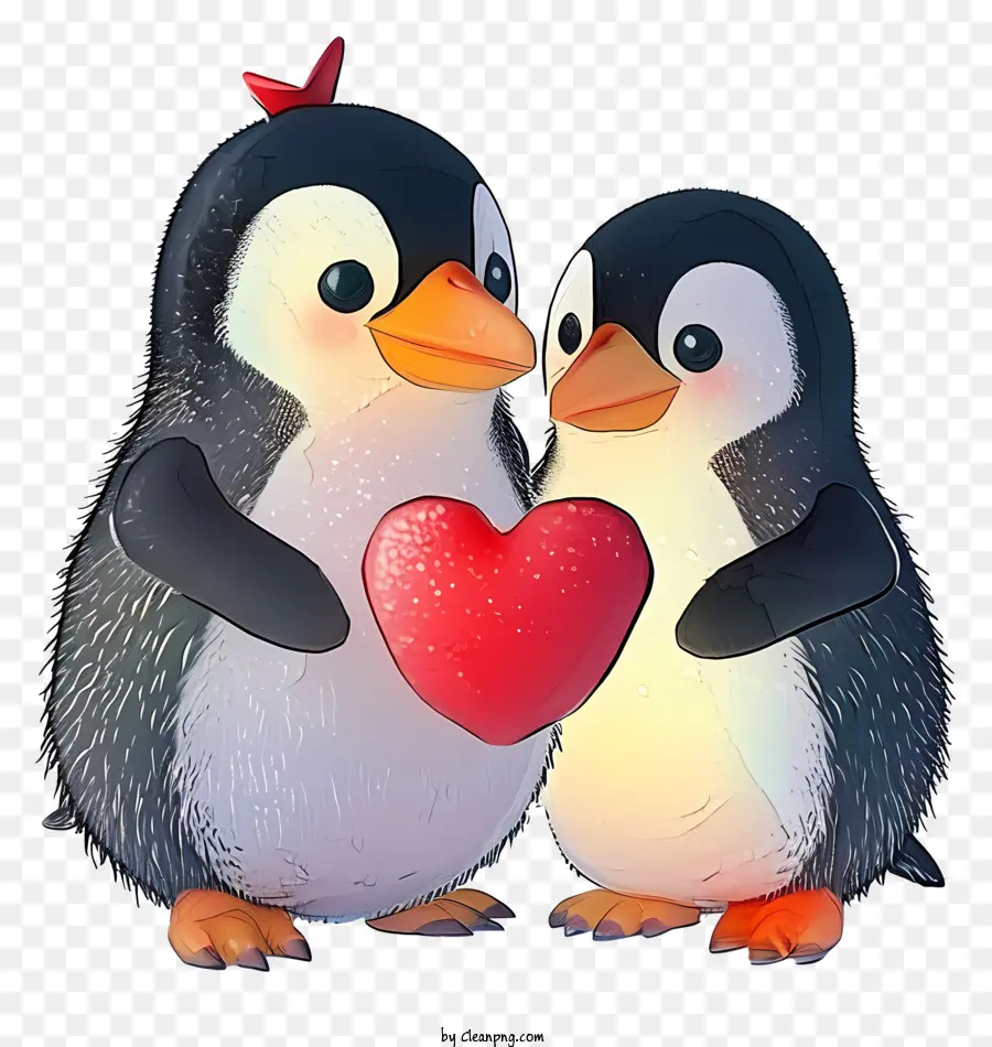 Bordo rosso - Immagine romantica del pinguino che tiene il cuore, inadatto ai bambini