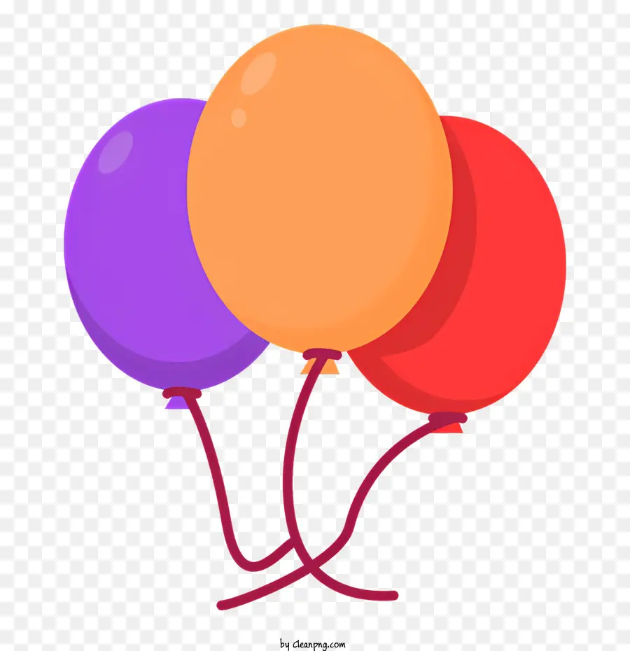 Orange - Drei lebhafte Luftballons, die durch Schnur verbunden sind, schwebend