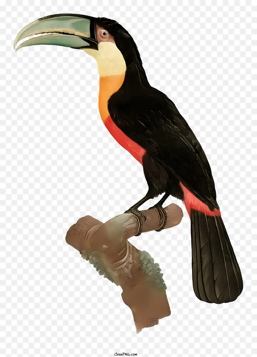 Uccello Pappagallo - Dipinto dettagliato di Toucan sul ramo dell'albero