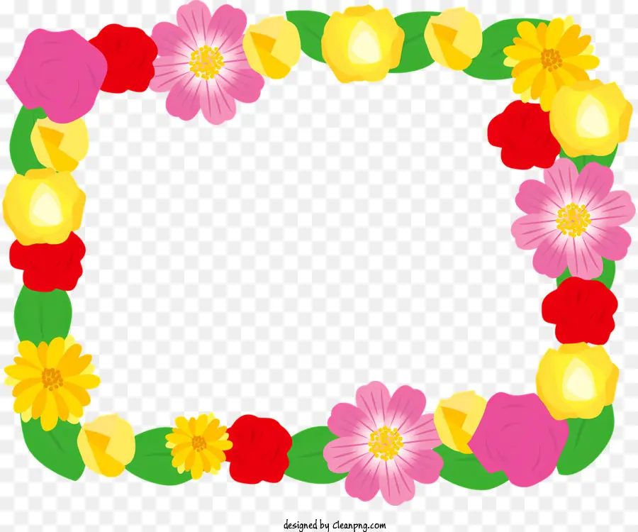 cornice floreale - Travano di fiori colorato con disposizione simmetrica su sfondo nero