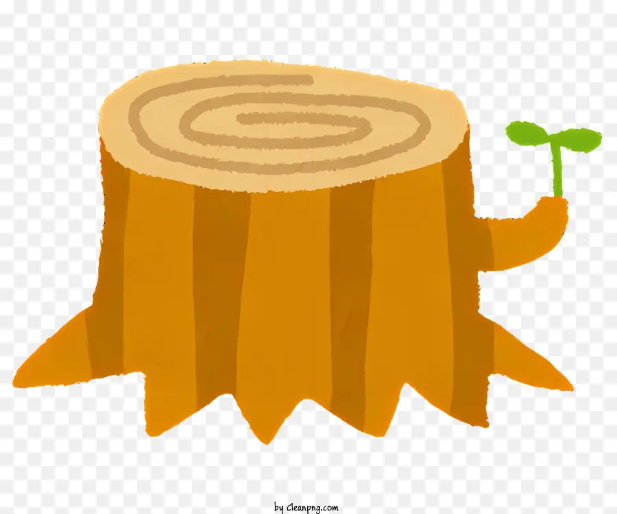 Ceppo di albero - Illustrazione della piccola pianta verde che cresce sul moncone