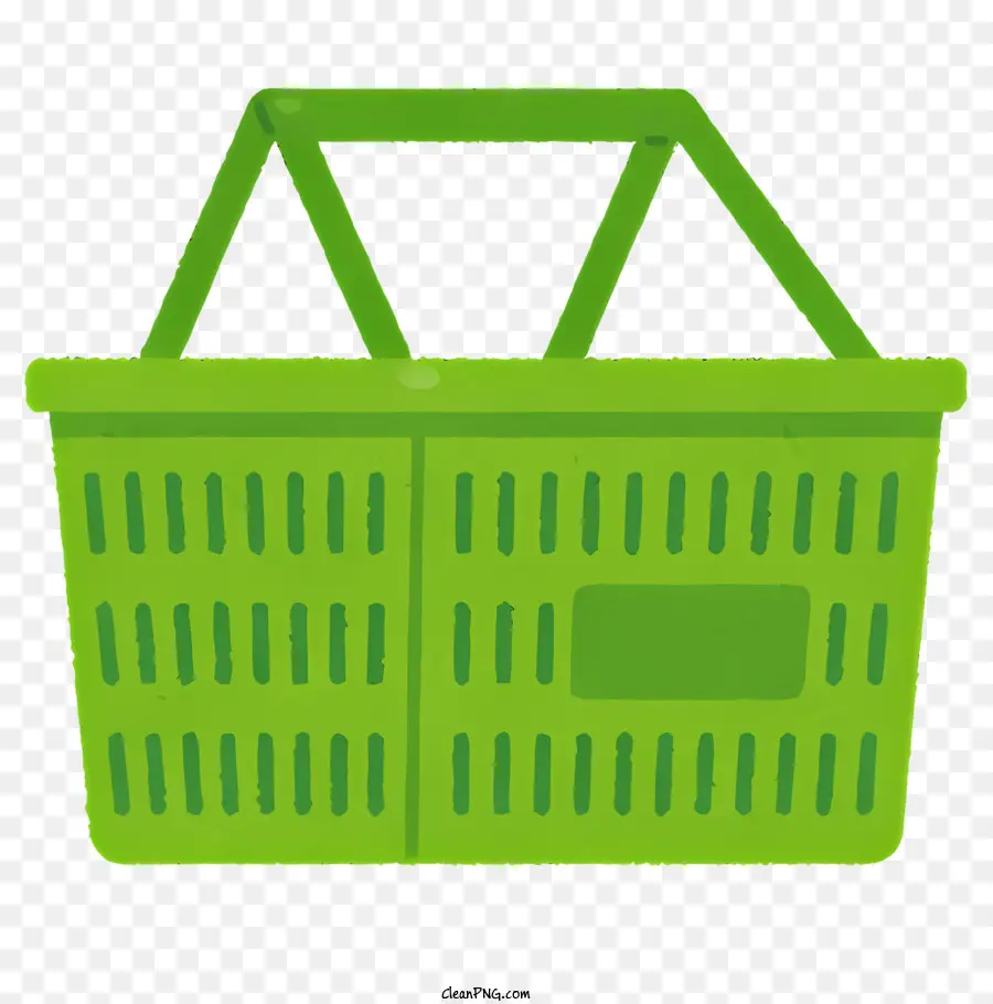 icon shopping basket plastic handle rectangular shape green plastic