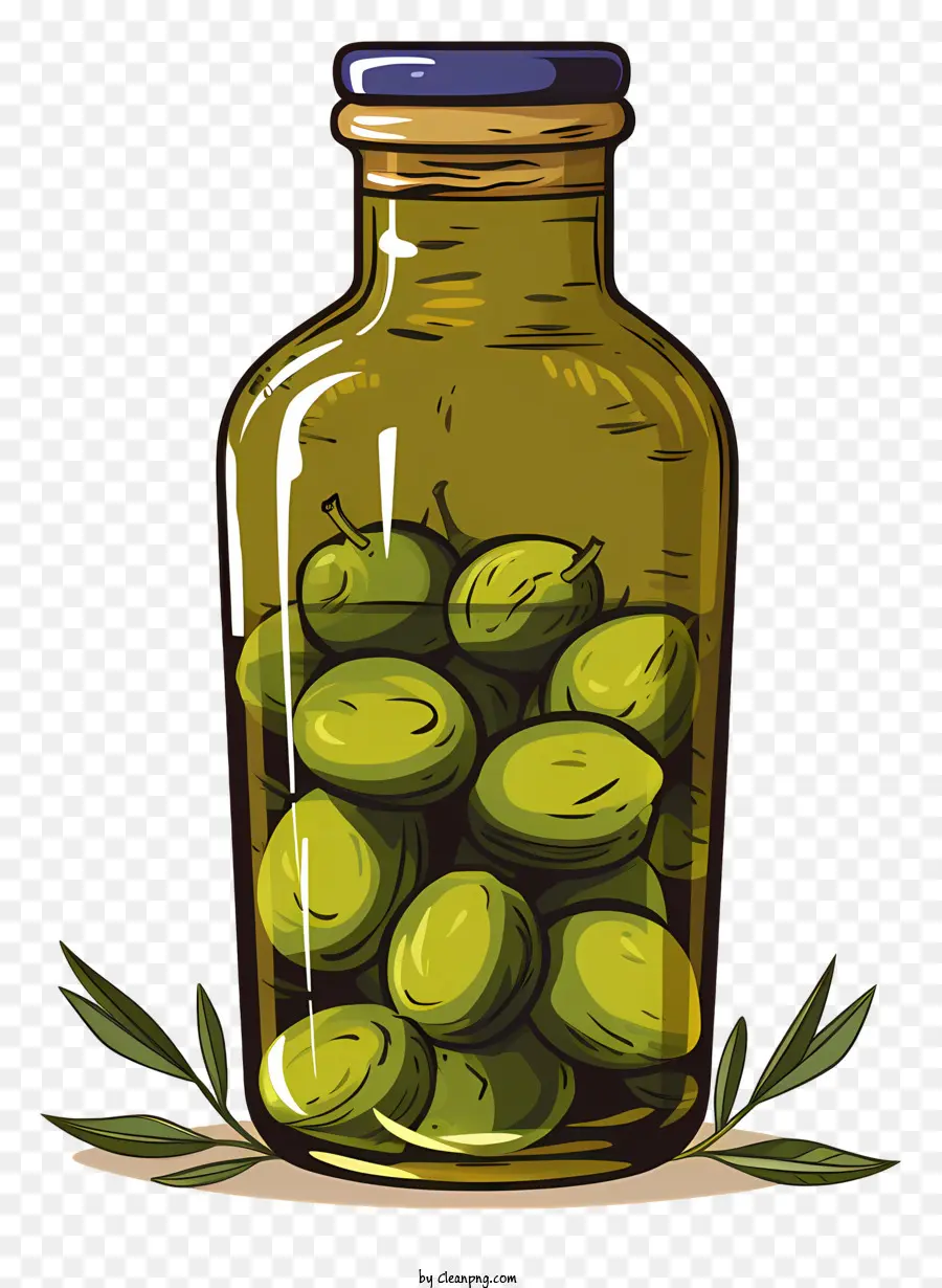 Rosmarino - Bottiglia di oliva verde con foglie di rosmarino, etichetta nascosta