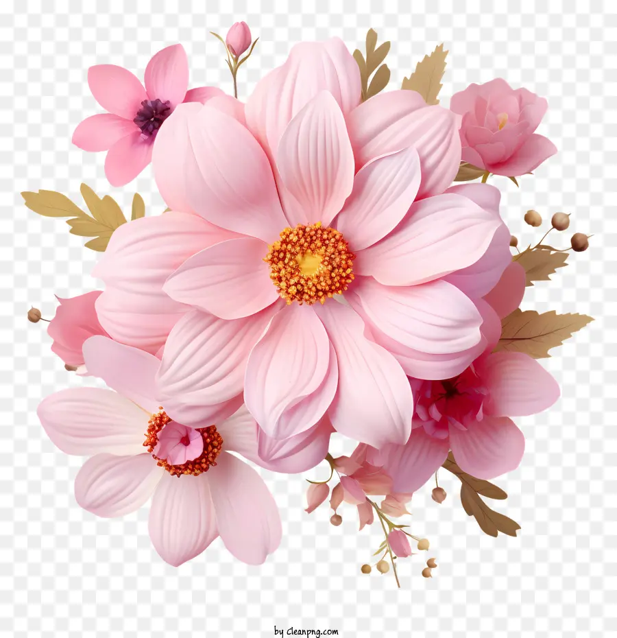 flache rosa Blumenstrauß rosa Blumen weiße Blüten kreisförmige Anordnung - Rosa und weiße Blumenstrauß in kreisförmiger Form