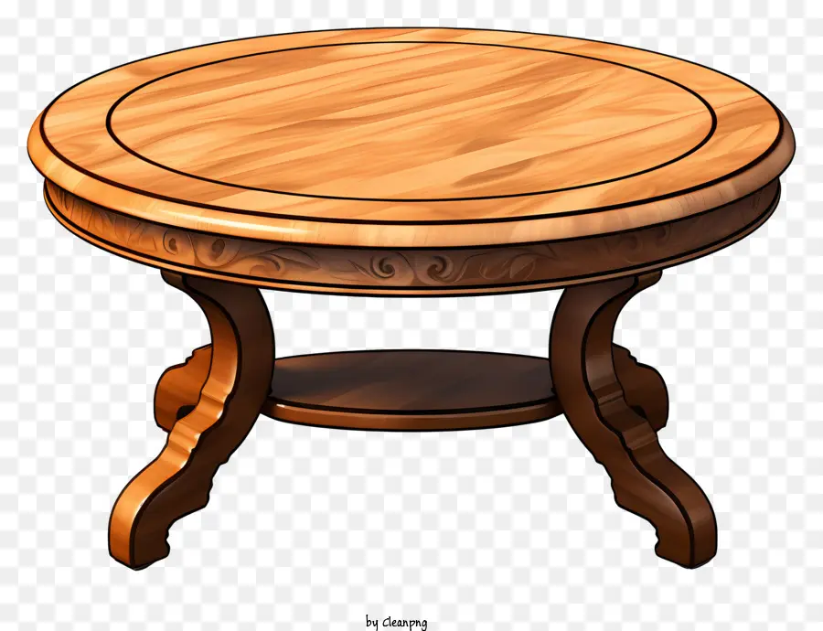 Holztisch - Dunkler Holztisch mit glattem Oberteil und vier Beinen