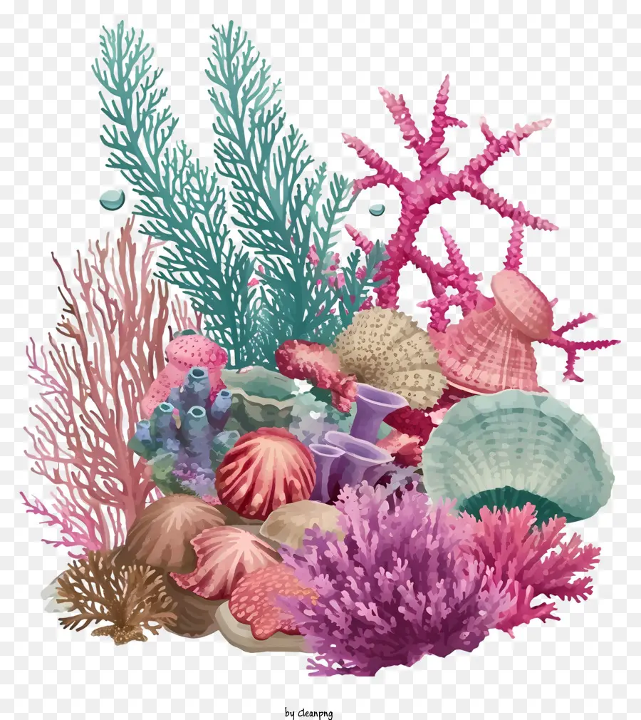 Coral Reef Simplistic Vector Art Aquatic Planture Creature marine Coral Reef Underwater - L'immagine sottomarina colorata mette in mostra piante e animali acquatici