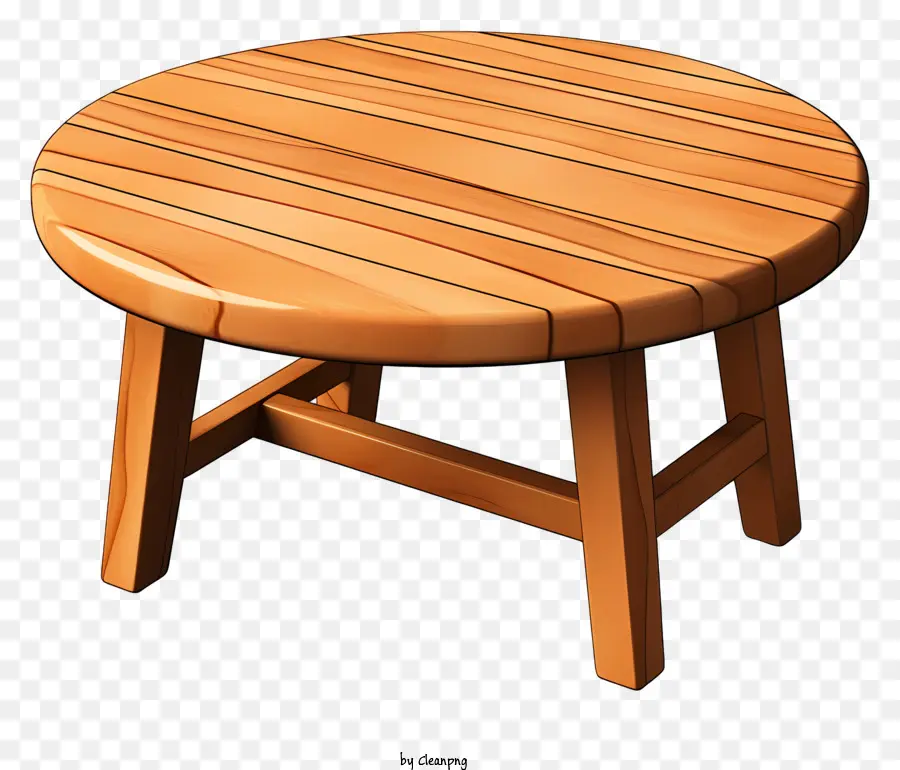 tavolo in legno - Tavolo in legno con top rotondo, design a strisce, inutilizzato