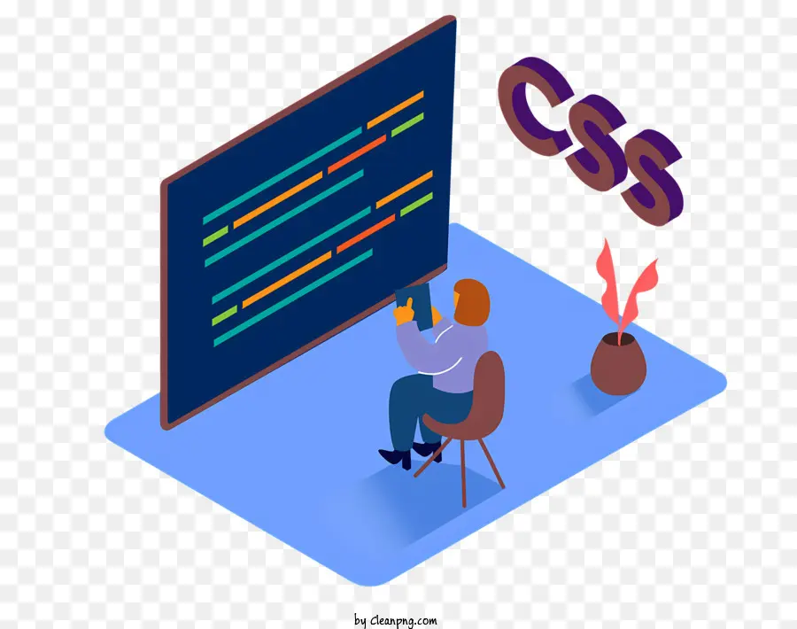 CODICE CSS Concentrazione della produttività dello schermo del computer CSS - Donna che lavora sul computer con CSS visualizzato