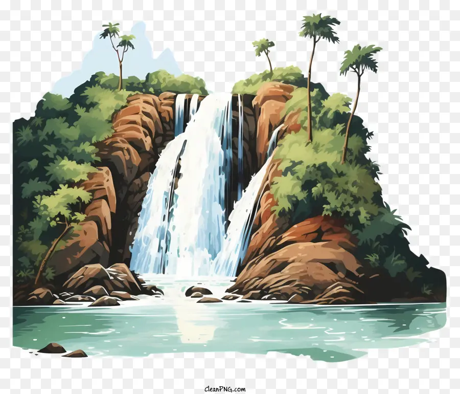 Palmen - Tropeninsel Wasserfall mit üppiger Umgebung