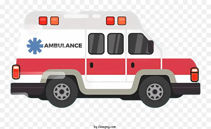 rotes Kreuz - Realistischer Rot -Weiß -Krankenwagen mit Notfallmerkmalen