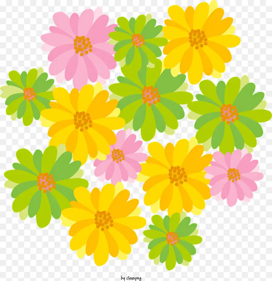 icon flowers brightly colored pink yellow