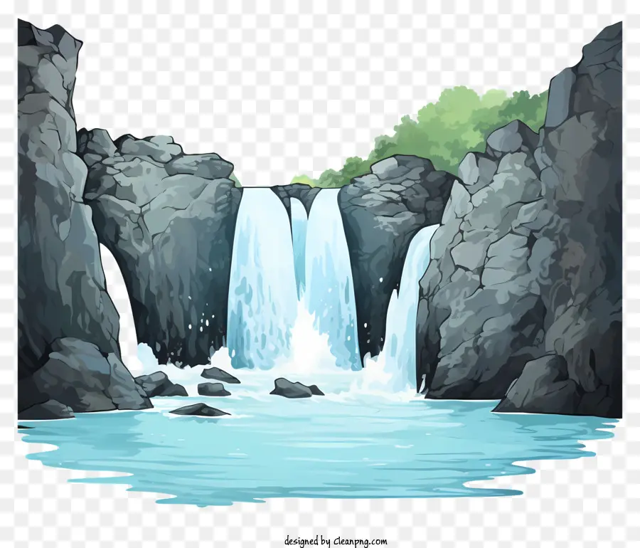 Wasserfall - Turbulenter Wasserfall in Fluss; 
Dramatisch, launisch