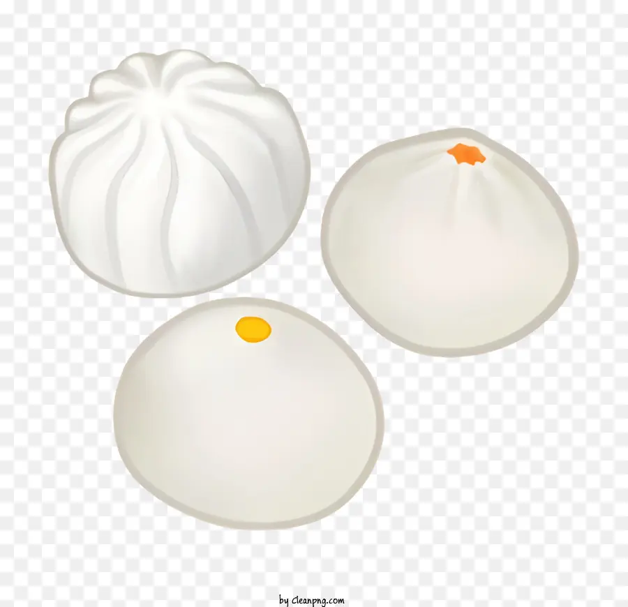 chinesisches Essen - Illustration von weißen Teigkugeln, eine Orange, keine Schatten