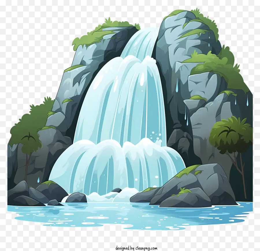 Wasserfall - Hoher Wasserfall im Wald ohne Anwesenheit