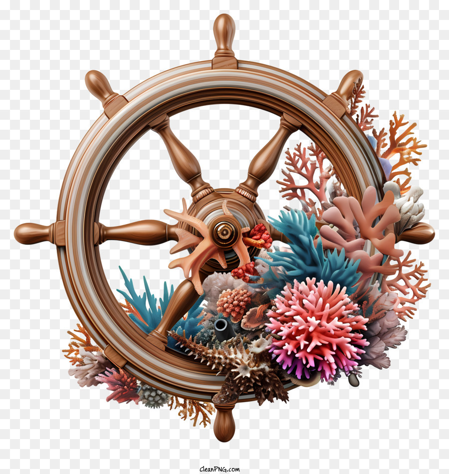 Coralle Rad Helm Marine Life Coral Holzlenkrad - Holzlenkrad mit Meeresleben