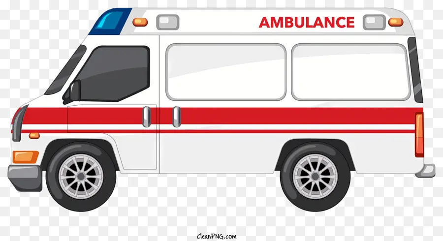 Cartoon Ambulance Car Ambulance Emergency Emergency Services Transport Transport Transport - Ambulanza bianca con striscia rossa e sirena blu