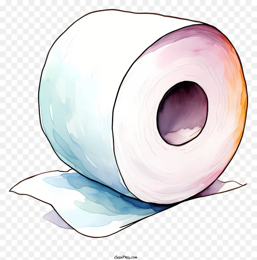 Aquarell -Toilettengewebe -Toilettenpapierrolle Toilettenpapier sauberes Toilettenpapier Neues Toilettenpapier - Neues Toilettenpapier rollt schwarzem Hintergrund