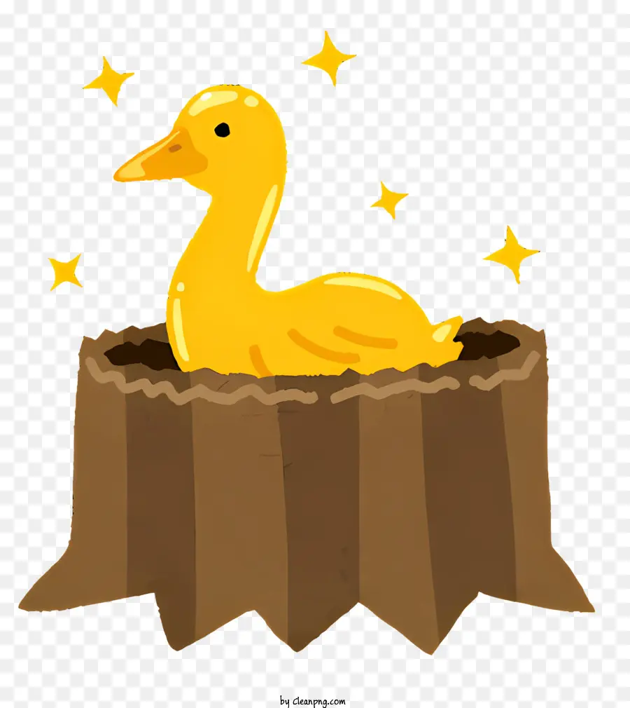 Icon gelbes Entennest aus Stroh sitzender Entenplattform aus Stroh - Gelbe Ente im Strohnest, flache Zeichnung