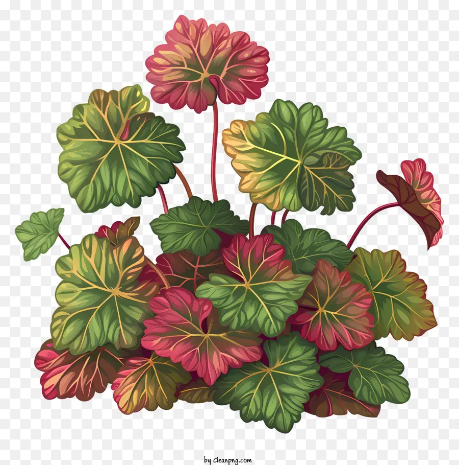 Blatt Muster - Cartoonpflanze mit roten, gelben und grünen Blättern