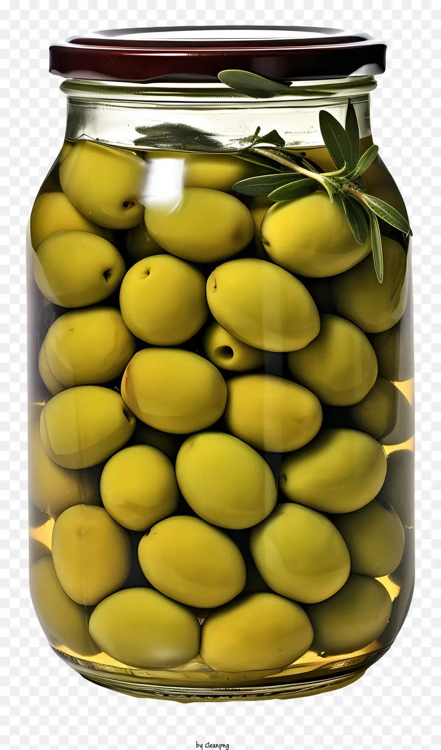 Rosmarino - Olive a fette disposte in barattolo di vetro trasparente