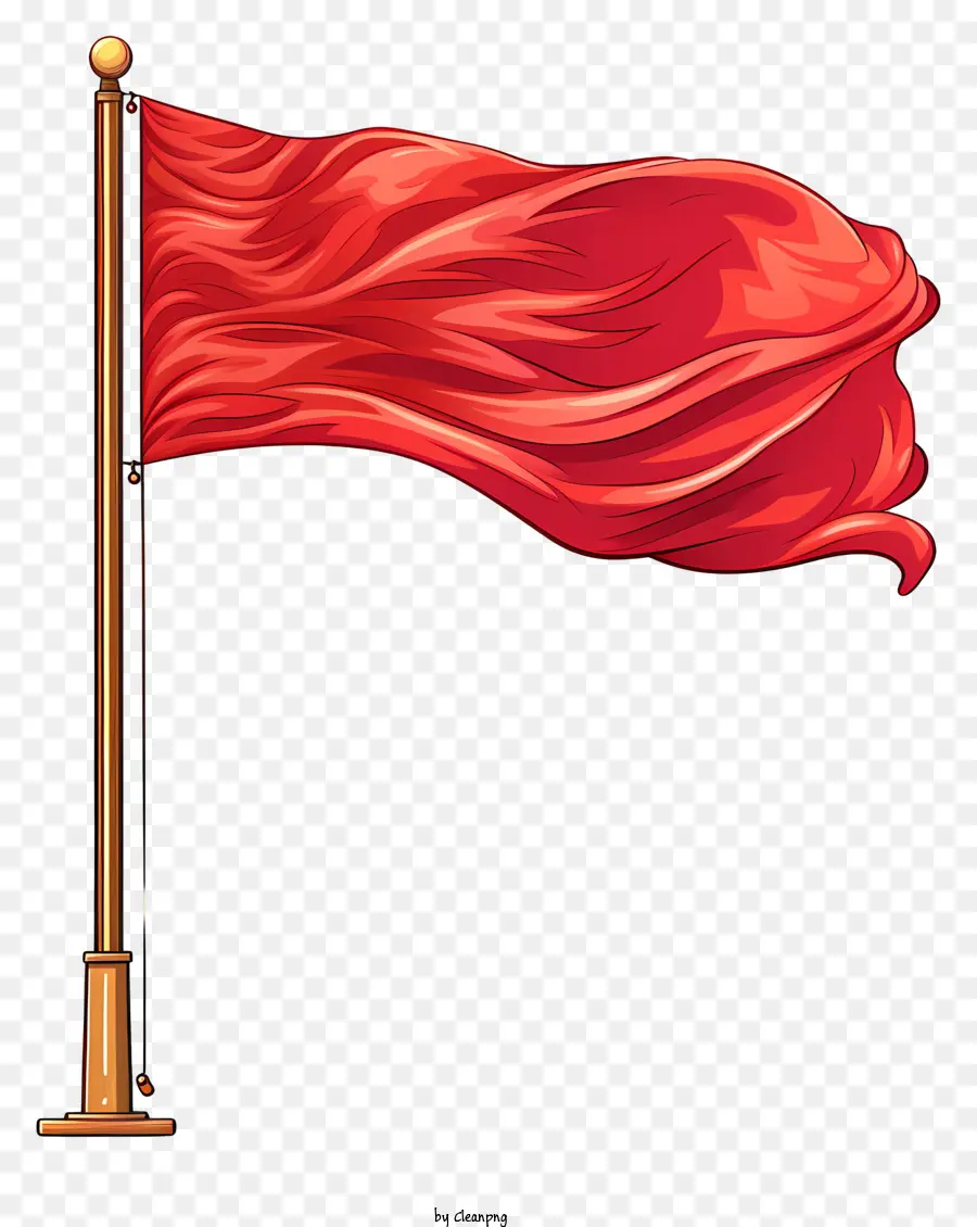 doodle style red flag red flag blowing flag red silk material black pole