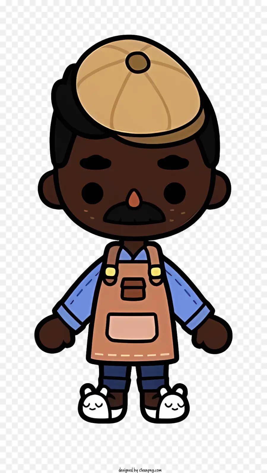 baffi - Uomo di colore che indossa un grembiule e un cappuccio in possesso di qualcosa