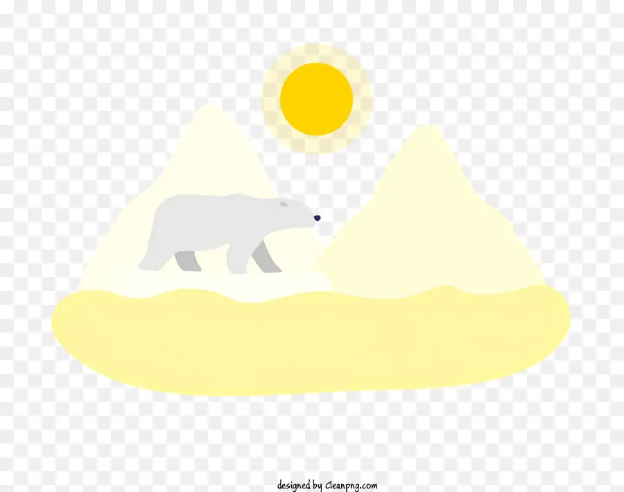 Globale Erwärmung Eisbären Schneesonnengebirge - Eisbär auf dem schneebedeckten Hügel und der Sonne zu sehen