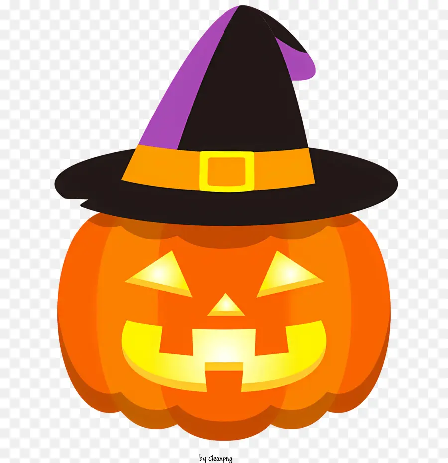 Halloween vui vẻ - Pumpkin đáng sợ trong mũ phù thủy cho Halloween