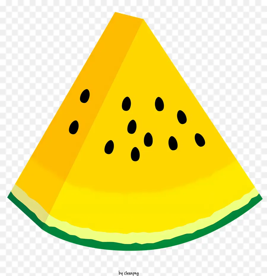 Wassermelone - Gelbe Wassermelonenscheibe mit schwarzen Samen, plastischähnlichem Material