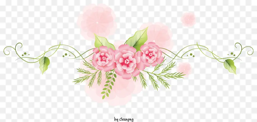 Blume Grenze - Schwarz -Weiß -Bild von rosa blühender Rebe