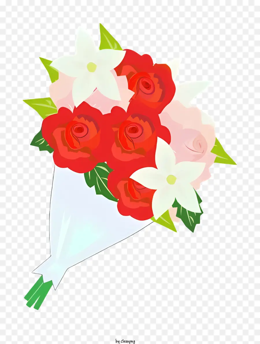 Rote Rosen - Rote Rosen, weiße Lilien künstlerisch in Vase arrangiert